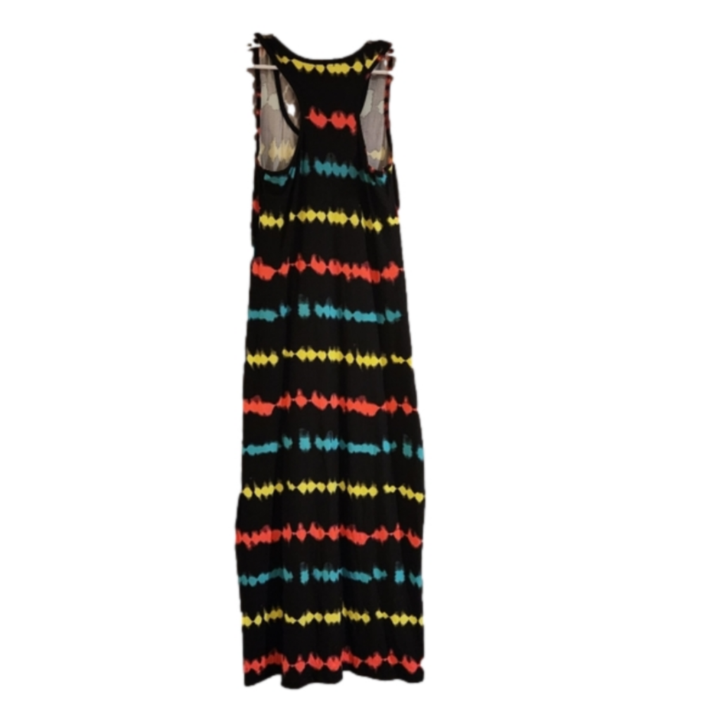 LOVE Black Tie Dye Striped Sleeveless Bodycon Slitted Racerback Maxi Dress XL - Picture 7 of 12